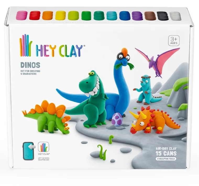 Hey Clay, Dinozaury, masa plastyczna, 15 szt.