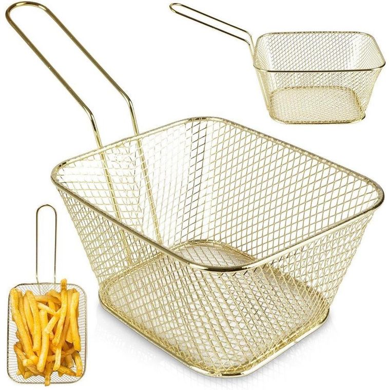 Hit, koszyk do serwowania smażenia frytek przekąsek, stalowy, złoty