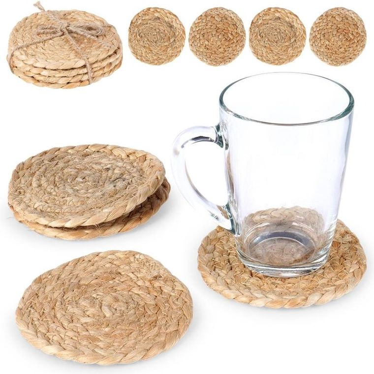 Home Styling Collection, podstawki pod kubek, naturalne, 10 cm, 4 szt.