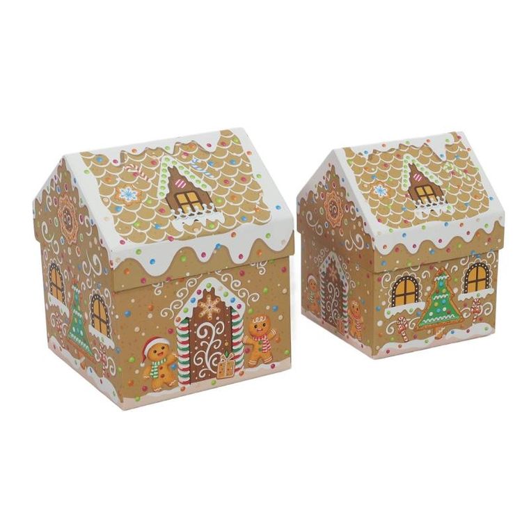 Home Styling Collection, pudełka świąteczne w kształcie domku, 2 szt.