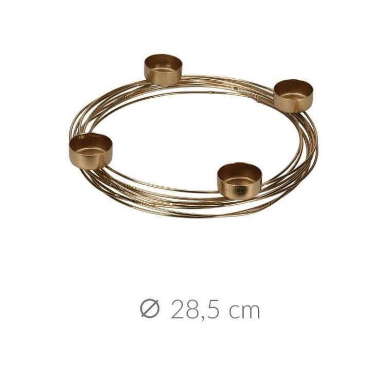 Home Styling Collection, świecznik metalowy, złoty na 4 świeczki, 28-3.5 cm