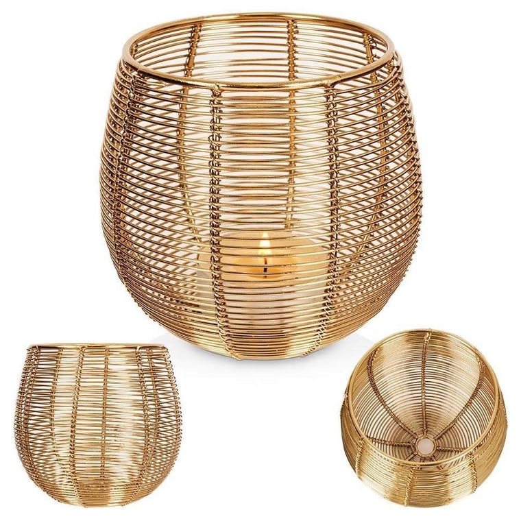 Home Styling Collection, świecznik na świeczkę tealight, metalowy złoty, 13-12 cm