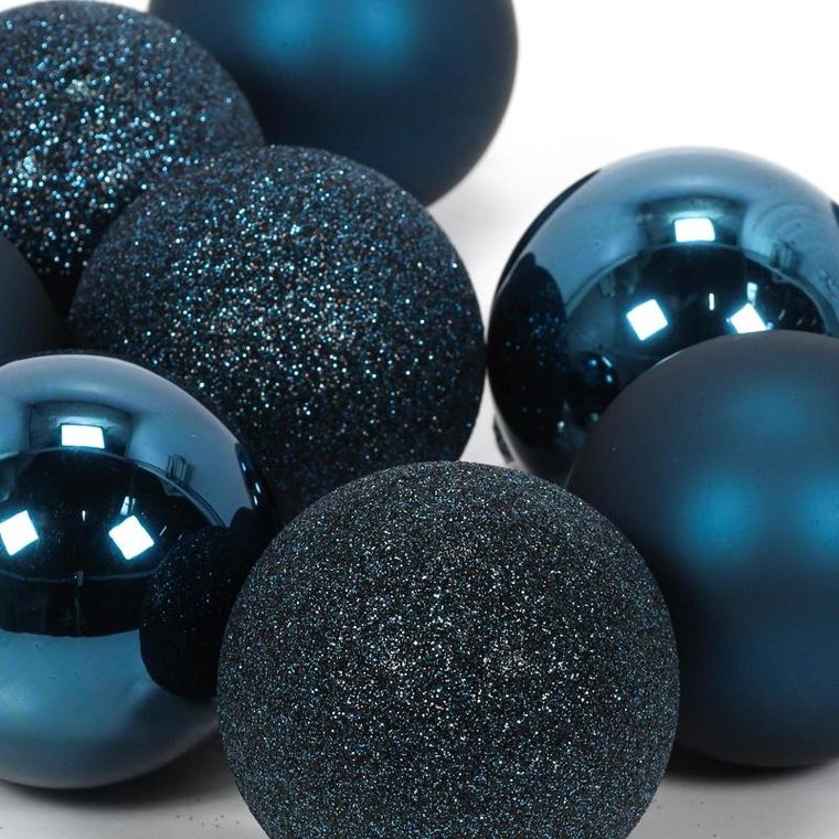 Home Styling Collection, szklane bombki świąteczne, niebieskie, 6 cm, 20 szt.