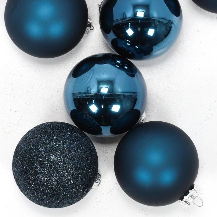Home Styling Collection, szklane bombki świąteczne, niebieskie, 8 cm, 16 szt.