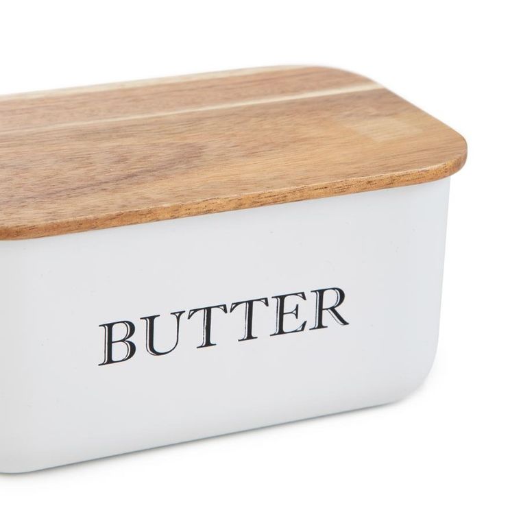 Homla, Avila, maselniczka, biała z akacjową pokrywką, 15-10-7 cm, 872520