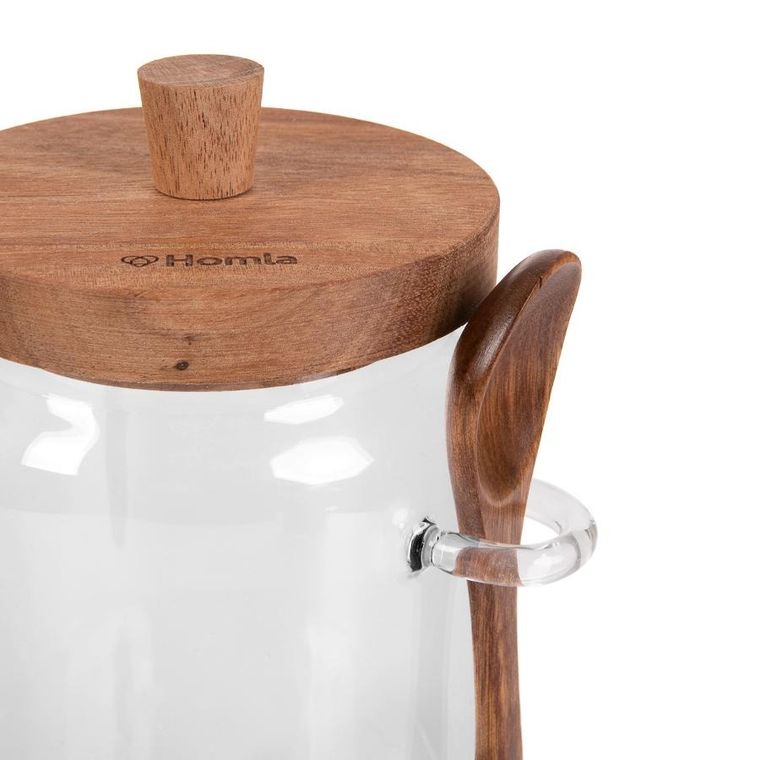 Homla, Carlos, pojemnik, szklany z akacjową łyżeczką, 0,9l