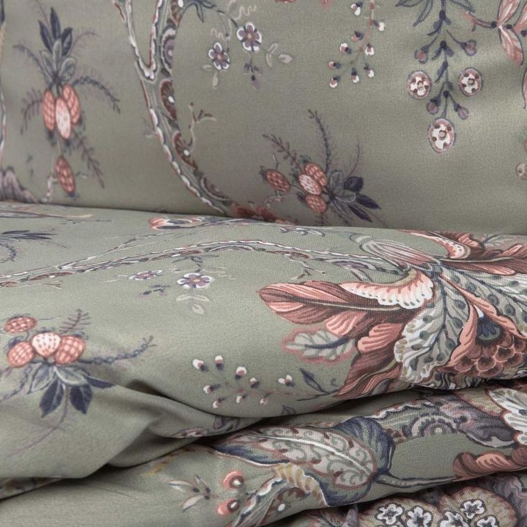 Homla, Claras, Pościel z mikrofibry szara w liście i kwiaty, 200-220 cm, SS23 997918