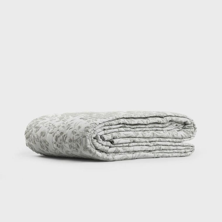 Homla, Claro, narzuta, żakardowa w kwiatowy wzór pistacjowa, 200-220 cm