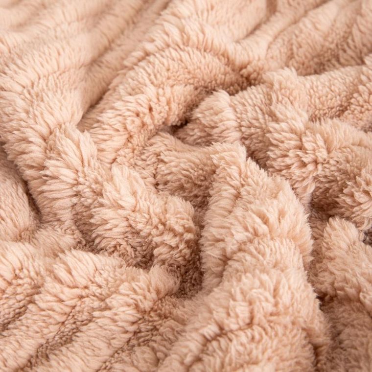 Homla, Darin, koc, miękki beżowy ze strukturalnym wzorem, 150-200 cm