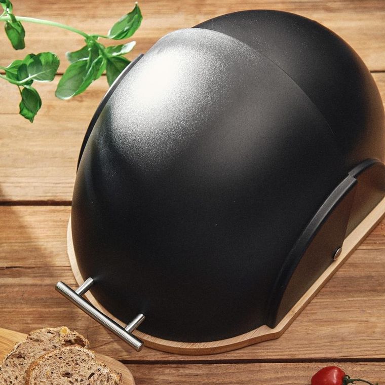 Homla, Darvin, chlebak, okrągły, czarny, 37-26-22 cm