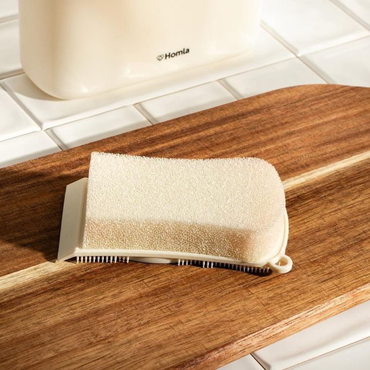 Homla, Easy Clean, Gąbka silikonowa dwustronna śmietankowa, 13-6,5 cm, 723926