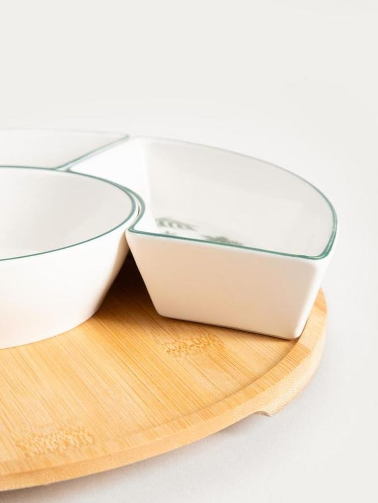 Homla, Fincan, półmisek, w zielone liście, 30 cm