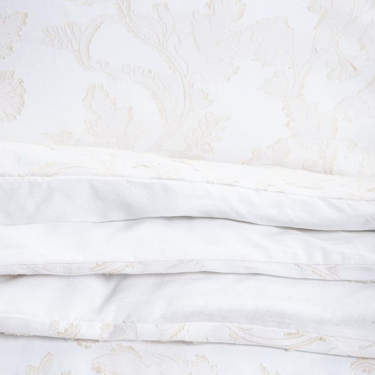 Homla, Jakad, pościel, bawełniana żakardowa biało-beżowa, 160-200 cm