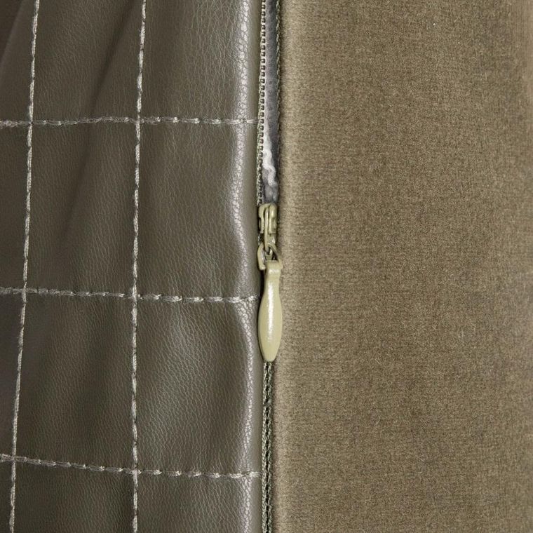 Homla, Katad, poszewka, z ekoskóry z ozdobnymi przeszyciami, zielona, 45-45 cm