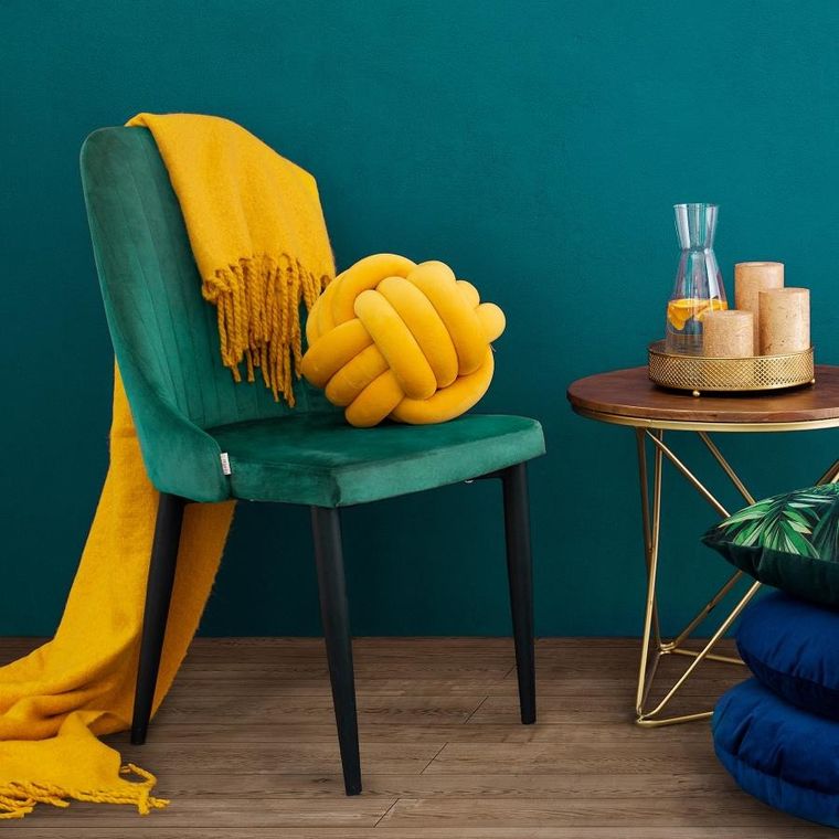 Homla, Louis, Krzesło welurowe zielone 45-45-90 cm