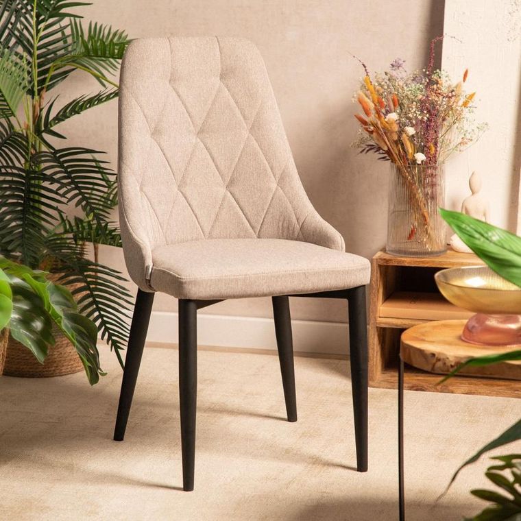 Homla, Louis Quilter, Krzesło w tkaninie beżowe, 44-59-88 cm, 848952