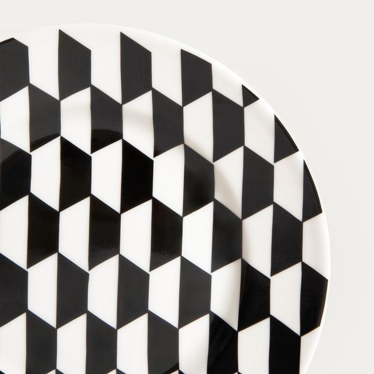 Homla, Lunya, filiżanka, ze spodkiem, czarno-białe wzorki, 0,2l