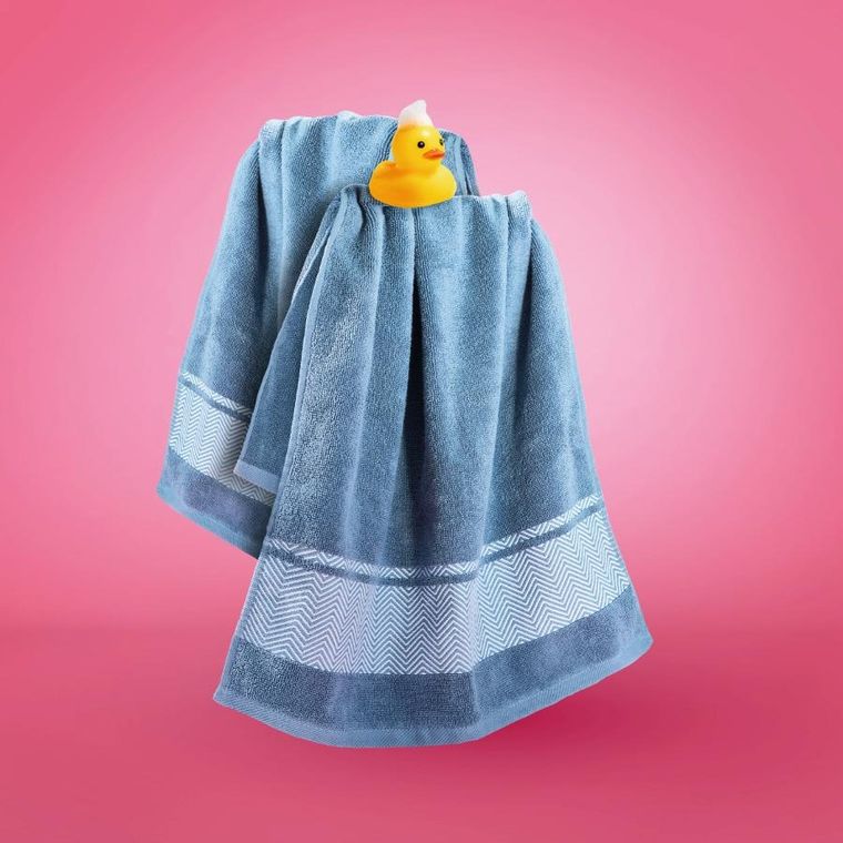 Homla, Maiara, ręcznik, bawełniany niebieski z ozdobnym przeszyciem, 50-90 cm