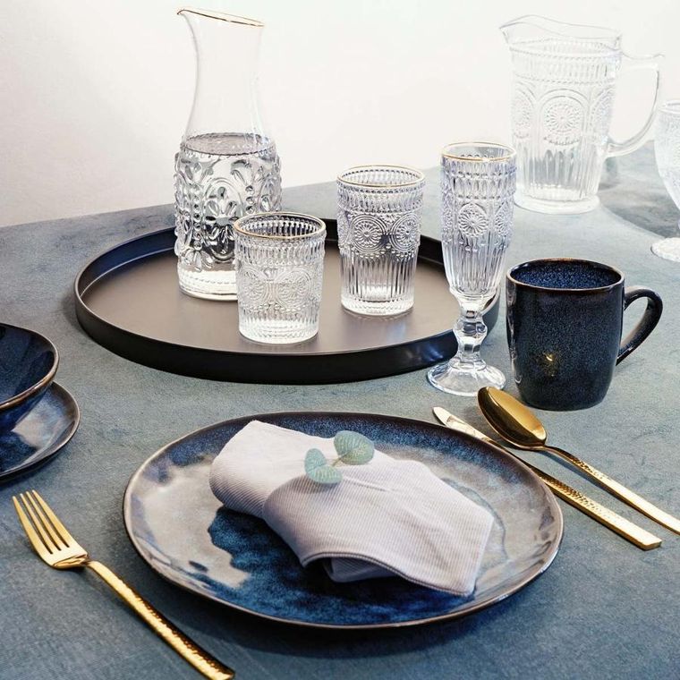 Homla, Martello, sztućce z młotkowaną rączką, złote, 24 szt.