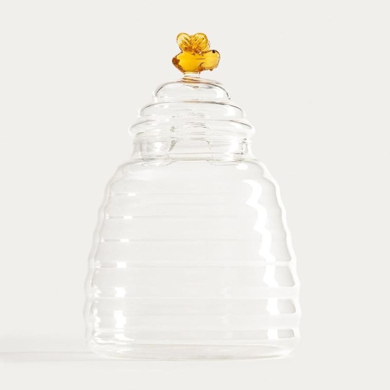 Homla, Mella, szklany pojemnik, na miód ze szklaną łyżką, 0,46l