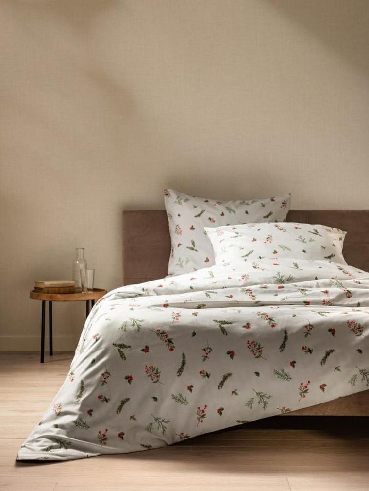 Homla, Natale, pościel, oliwkowa w świąteczny nadruk, 200-220 cm
