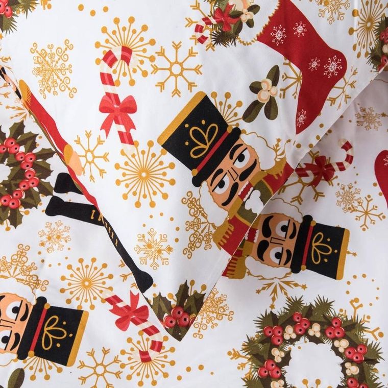 Homla, Nutcracker B2, pościel, biała w nadruk, 200-220 cm