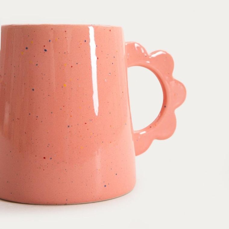 Homla, Pelma, kubek, różowy z uchem w kształcie kwiatka, 0,4l