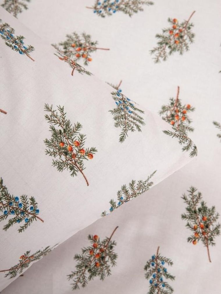 Homla, Ramoscelli, pościel, biała w świąteczny nadruk, 160-200 cm