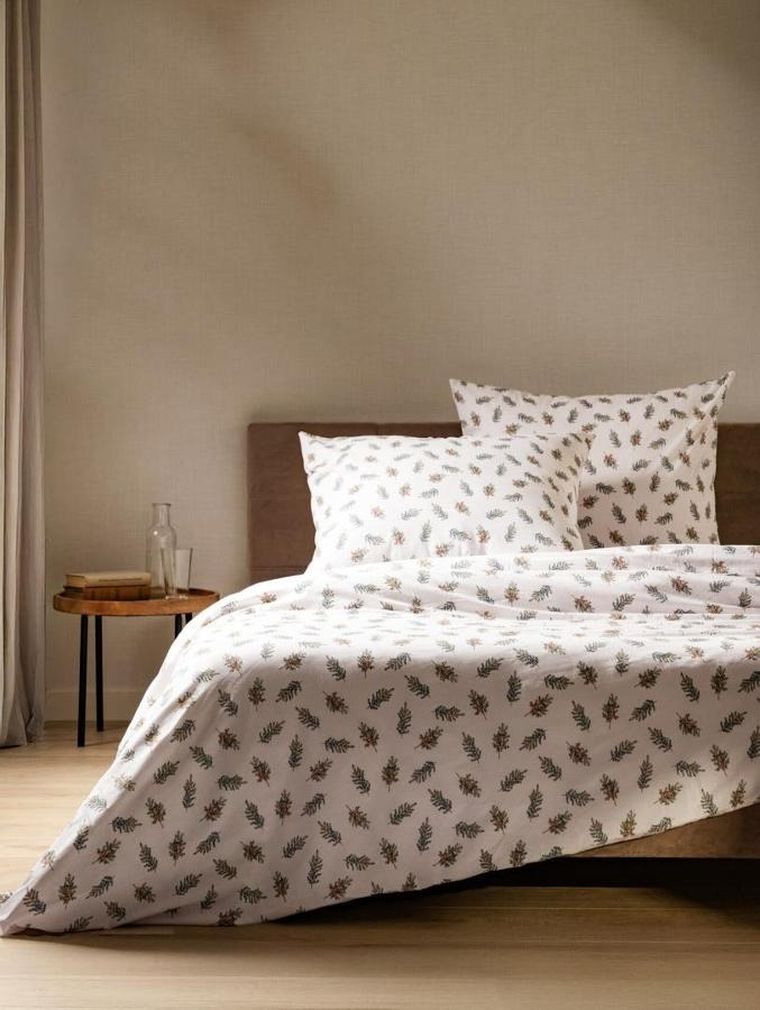 Homla, Ramoscelli, pościel, biała w świąteczny nadruk, 200-220 cm