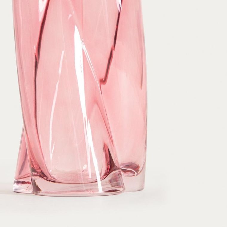 Homla, Raya, wazon, szklany skręcony różowy, 10,5-10,5-26 cm