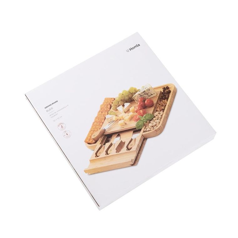 Homla, Rumi, deska do serwowania z 4 nożykami, 32-32 cm