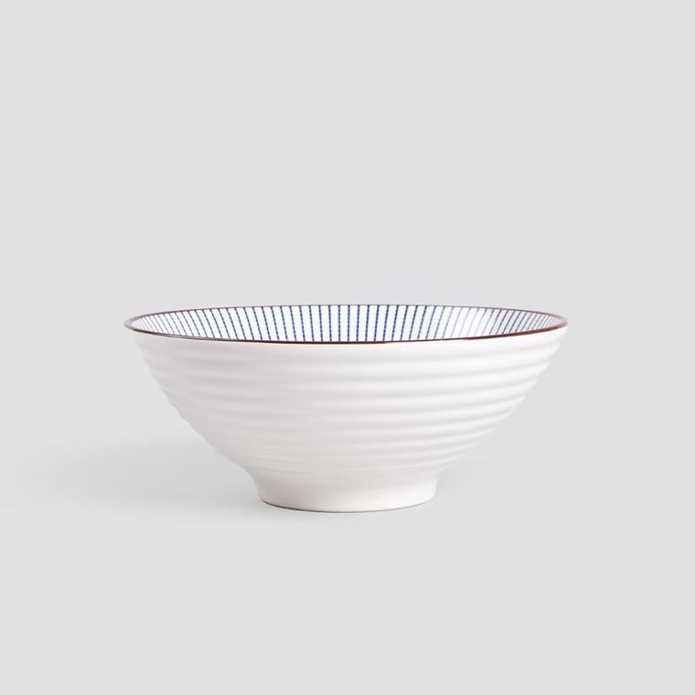 Homla, Salado, zestaw do ramen w paski z brązowym rantem, 21 cm