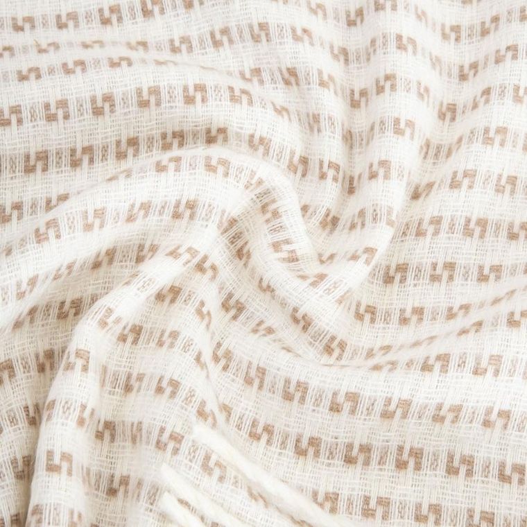 Homla, Sorbo, koc, z frędzlami i strukturalnym beżowym wzorem, 150-200 cm