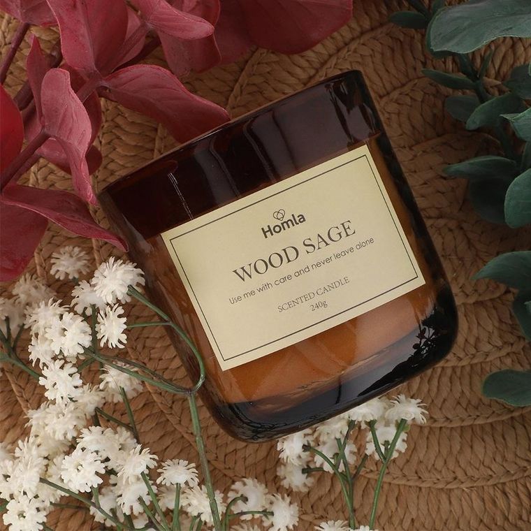 Homla, Verde, świeca zapachowa Wood Sage 240 G,