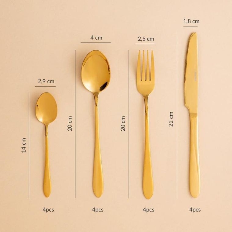 Homla,lugano, zestaw sztućców, złotych, 24 szt.