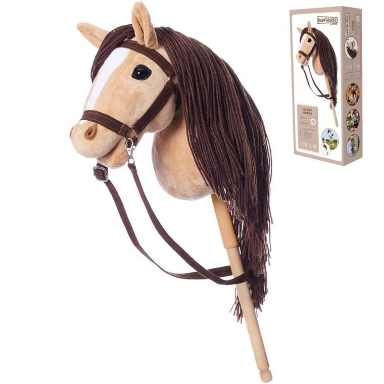 Hoppihorse, Hobby Horse, konik na kiju, A3, długowłosy, beżowy