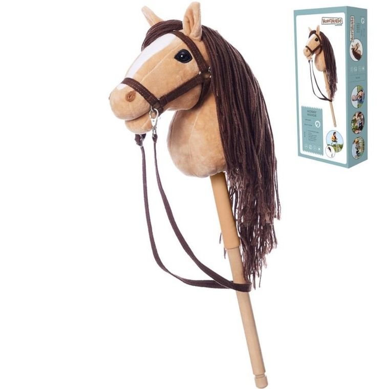 Hoppihorse, Hobby Horse, konik na kiju, A4, długowłosy, beżowy
