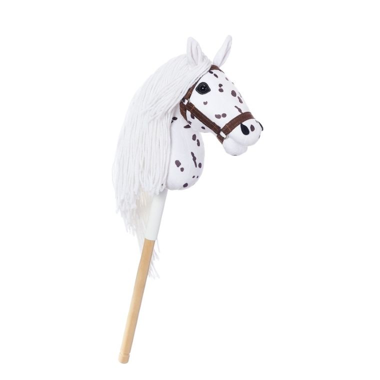Hoppihorse, Hobby Horse, konik na kiju, A4, długowłosy, biały