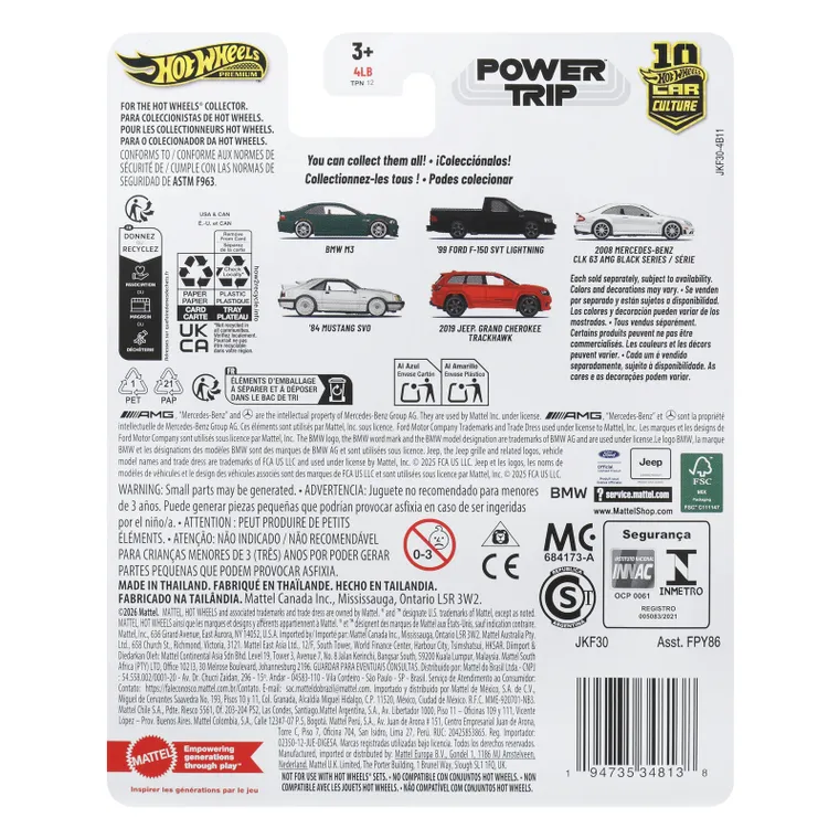 Hot Wheels, Kultowe auta, BMW M3, pojazd, 1:64, JKF30