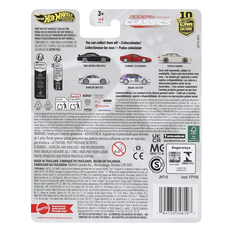 Hot Wheels, Kultowe auta, Porsche 993 GT2, pojazd, 1:64, JKF16