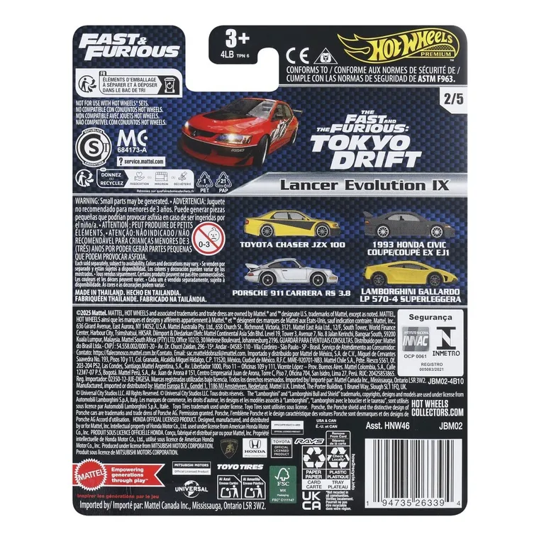 Hot Wheels, Premium, Szybcy i wściekli, Lancer Evolution IX, pojazd, skala 1:64, JBM02