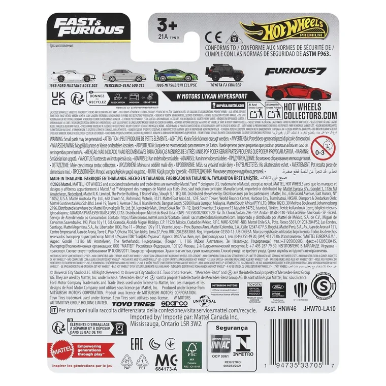 Hot Wheels, Szybcy i wściekli, W Motors Lykan Hypersport, pojazd Premium, JHW70