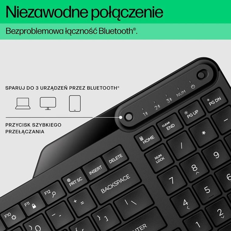 HP, Multi-device Bluetooth Keyboard, klawiatura bezprzewodowa, czarna, 7n7b8aa