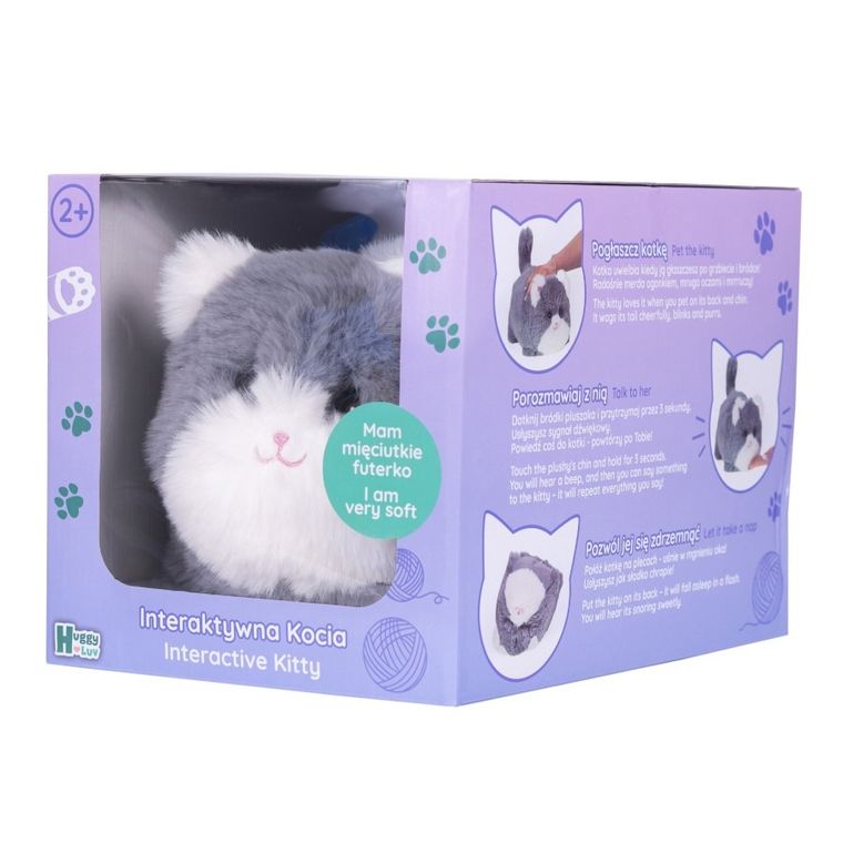 Huggy Luv, maskotka interaktywna, kot, szary