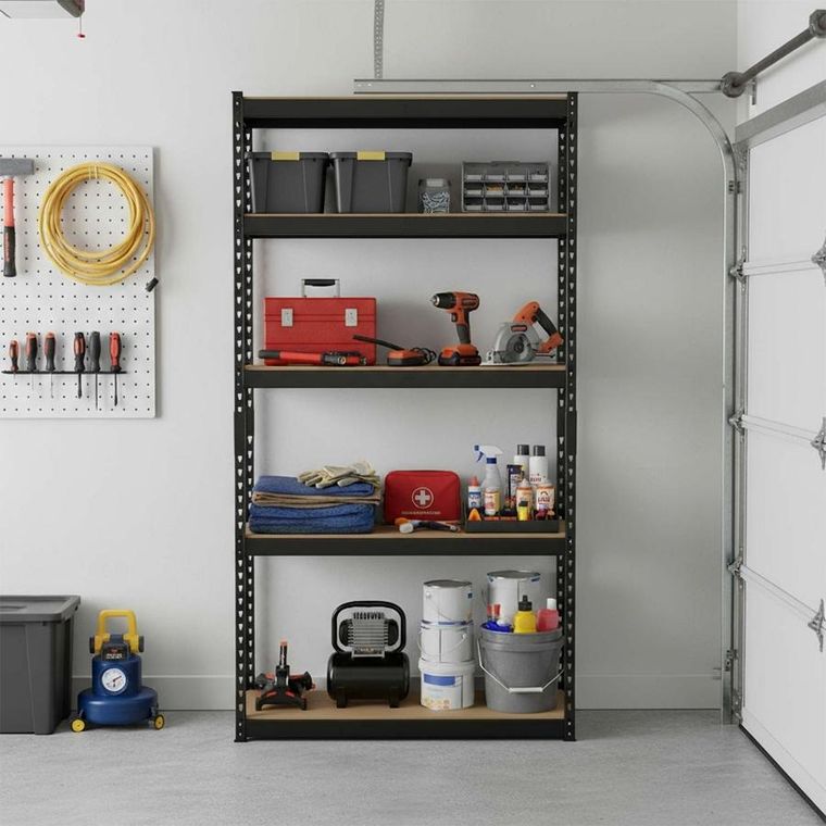 Humberg, regał magazynowy, metalowy, czarny, 183-90-40 cm, HR-853