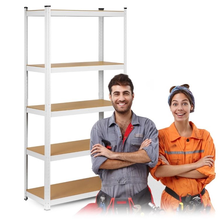 Humberg, regał metalowy, magazynowy, 180-90-30 cm, 875 kg, biały