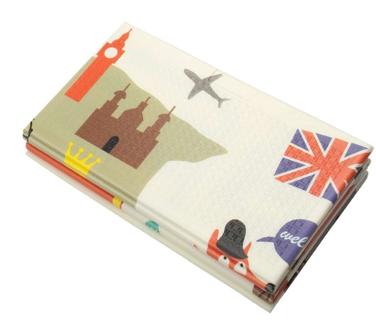 Humbi, dwustronna składana mata edukacyjna z pianki, Londyn, autobus, uliczki, miasto, 120-180-1 cm