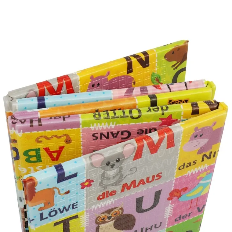 Humbi, mata edukacyjna 2w1 z pianki XPE, alfabet: wersja niemiecka, 120-180 cm