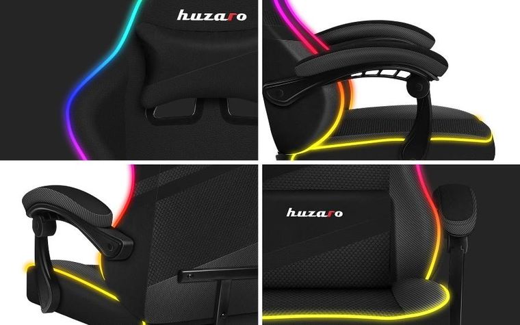 Huzaro, Force 4.4, fotel gamingowy, RGB, Black
