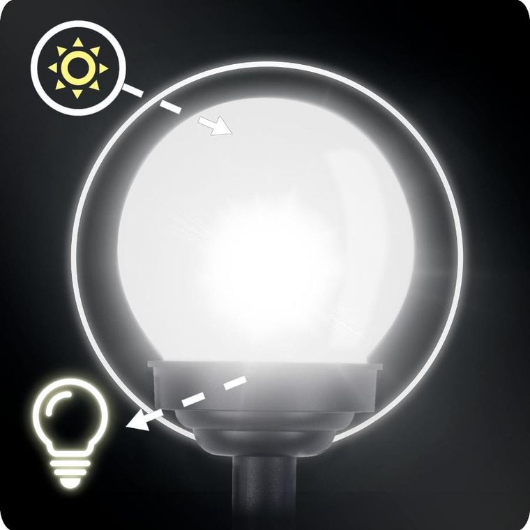 Ilumen, lampka solarna, biała, kula, 4 szt.